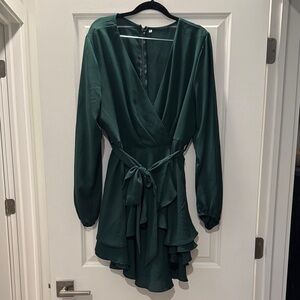 Elegant Green Wrap Dress